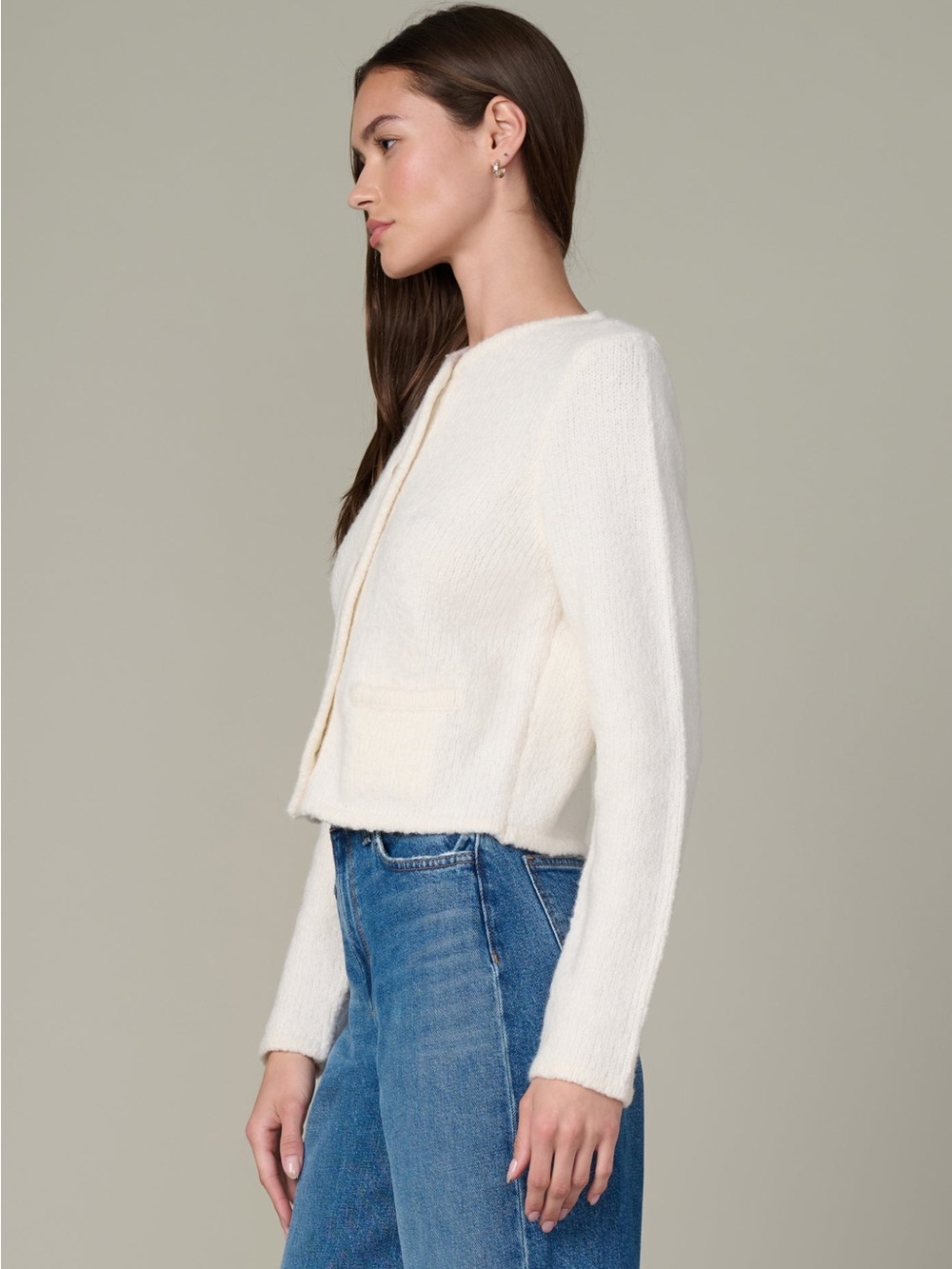 Joie White Textured Knit Button-Front Cardigan - Picture 3 of 17